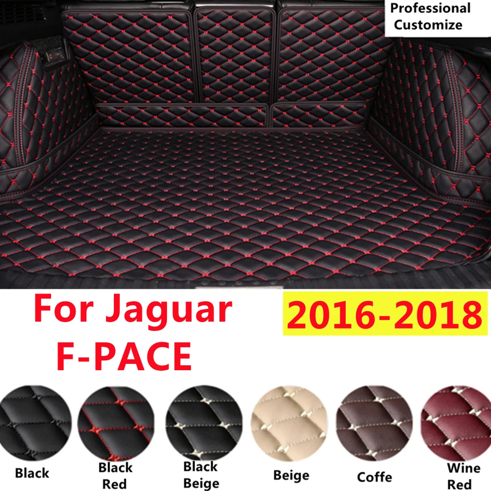 

SJ Full Set Custom Fit For Jaguar F-PACE 2018 2017 2016 Auto Fittings Car Trunk Mat Tail Boot Tray Rear Cargo Liner XPE Leather