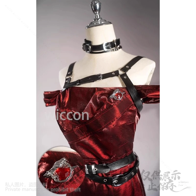 أنيمي لعبة الحب والمساحة العميقة تأثيري البطلة زي أحمر داكن القوطية فستان لوليتا ملابس السهرة للفتيات هالوين مخصصة