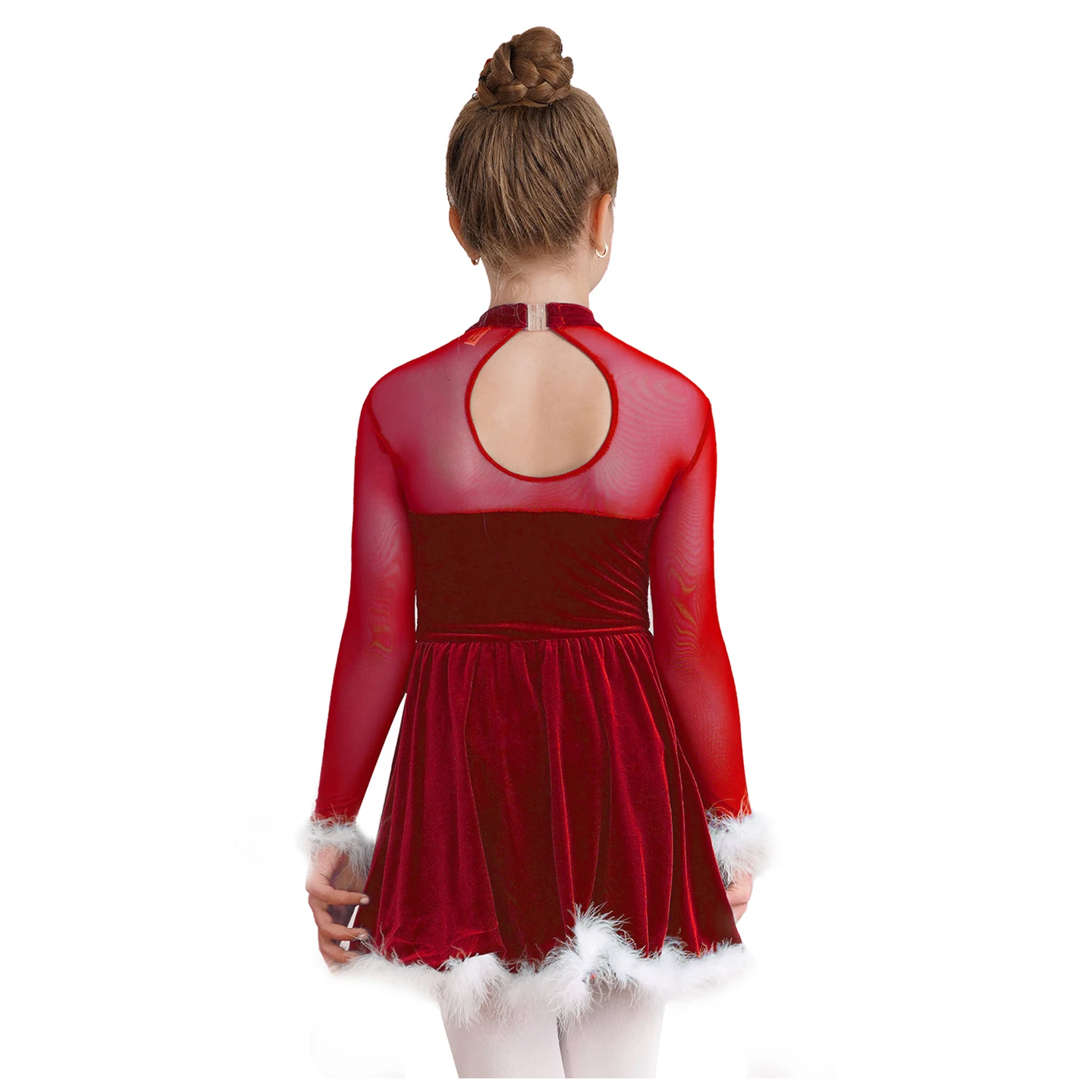 kids-girls-christmas-costume-shiny-sequins-long-sleeves-ballet-dance-tutu-dress-figure-skating-dress-performance-dancewear