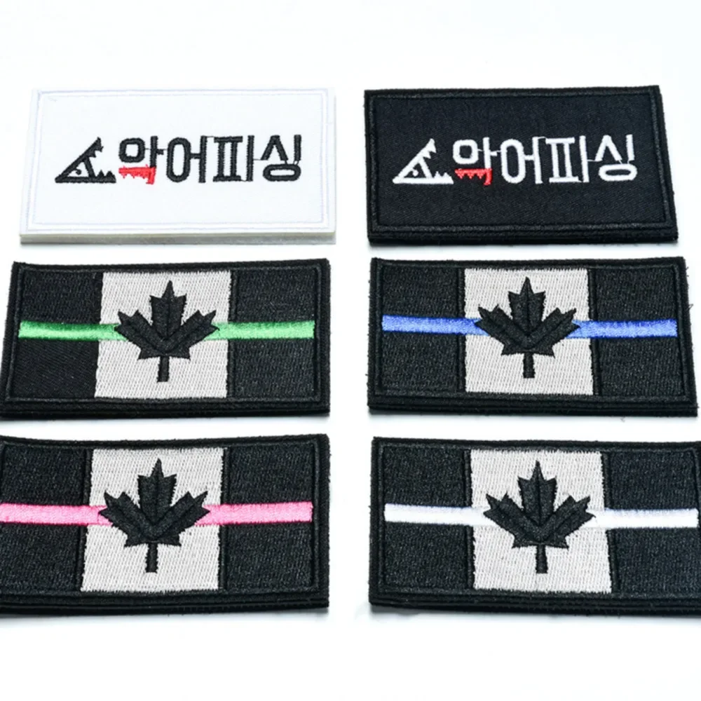 Flag of Canada Embroidered Patches Tactical Morale Badge Hook and Loop Armband Backpack Hat Decoration Cloth Sticker Applique