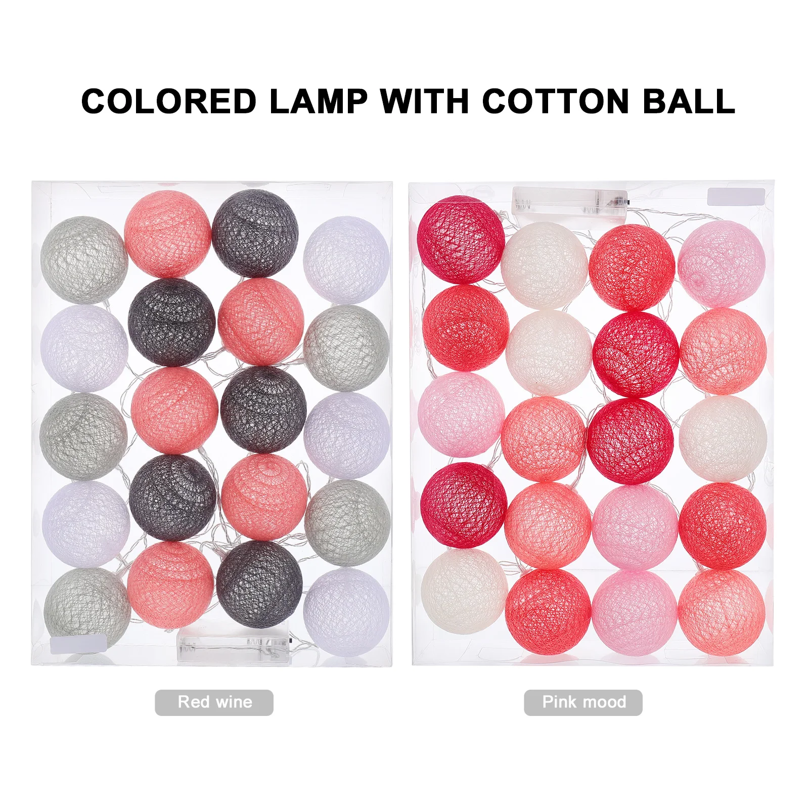 

2Pcs 3M 20 LED Cotton Ball Fairy Light Holiday Decorative Lamp for Wall Window Ceiling Christmas Tree Illumination