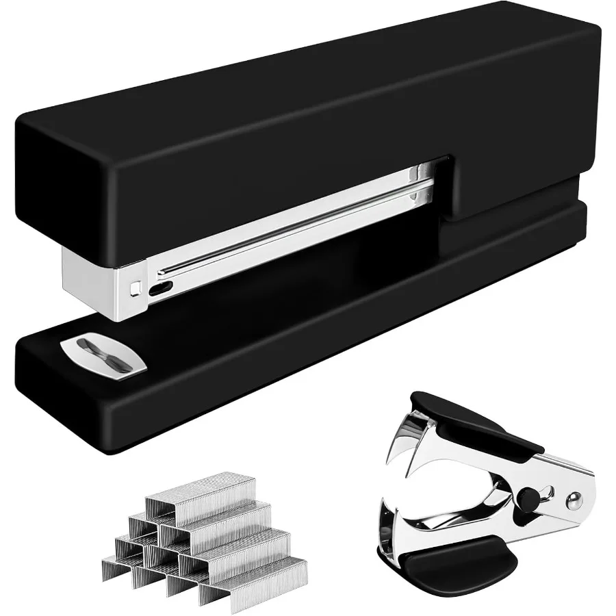 Офисный настольный степлер емкостью 25 листов с скобами 830 и удаленными скобами для стола, нескользящий для школы, дома, черный