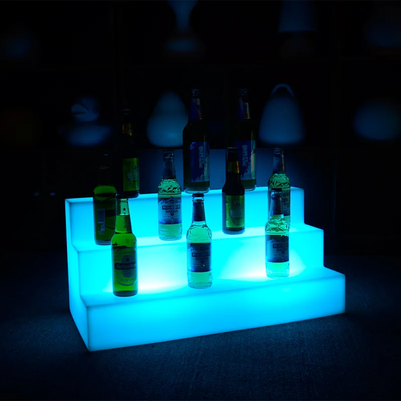 LED-Leuchtdisplay Weinregal Cocktail-Display Leuchtender Champagner-Rotwein dreischichtig
