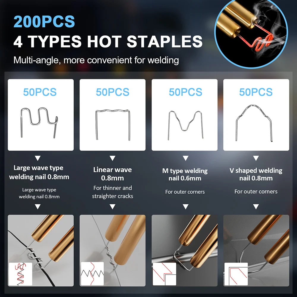 HLW-500 50W 110V 220V Plastic Welding Machine Soldering Iron Staples Tools Kit for Car Bumper Repairs and PVC Soldering