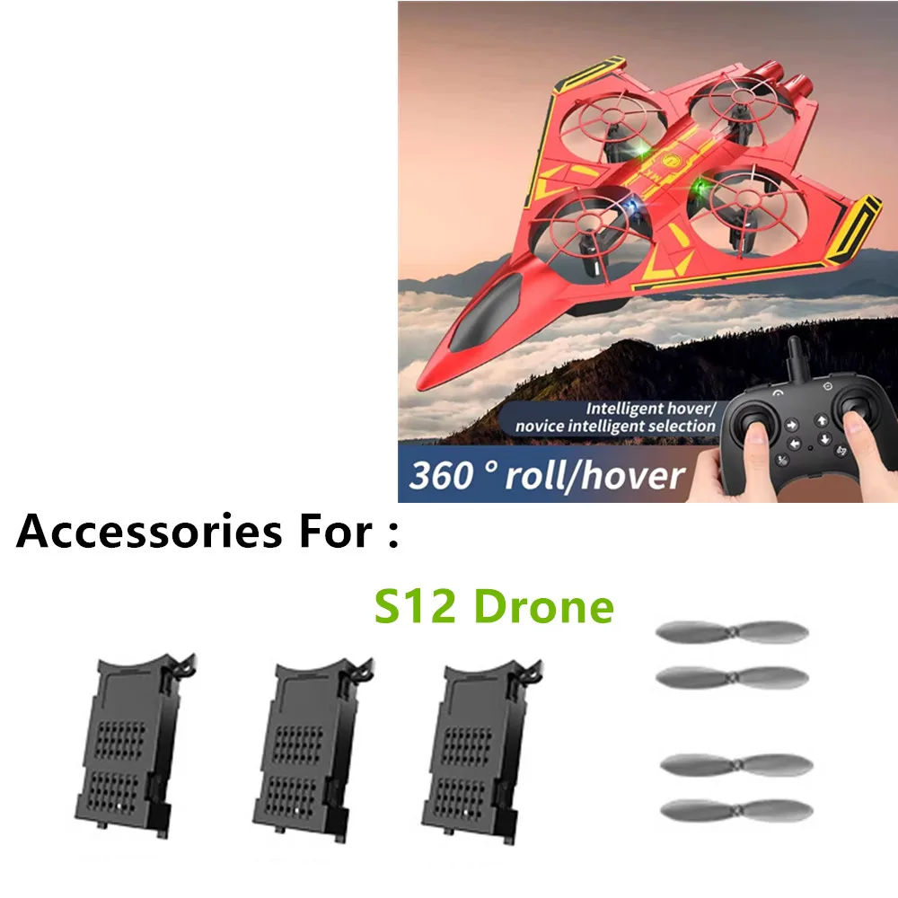 

S12 Drone Accessories Battery / Propeller Blade / Charging Cable / Use For S12 RC plane Parts