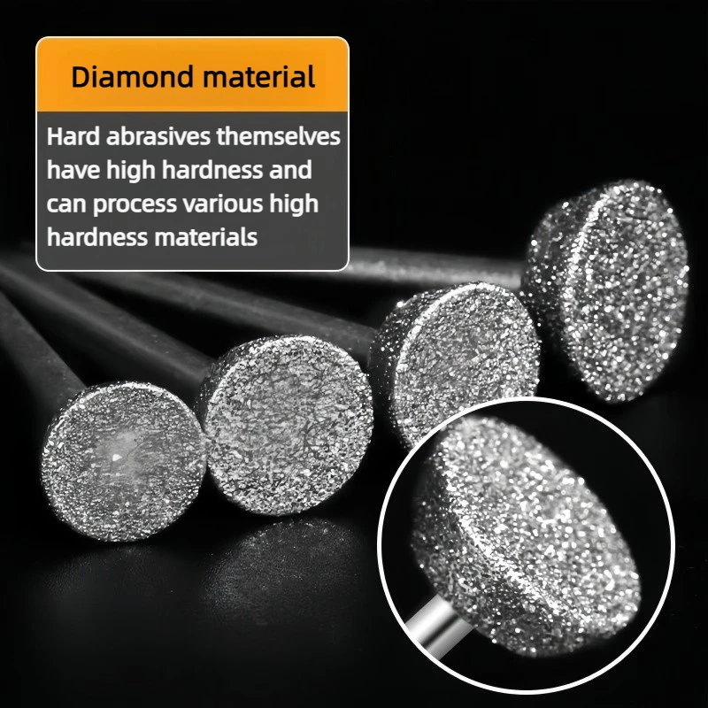 Tapered E-Shape Diamond Grinding Heads, Professional Jade Carving Tools for Gemstone & Jewelry Sculpting Rotary Tool Accessories