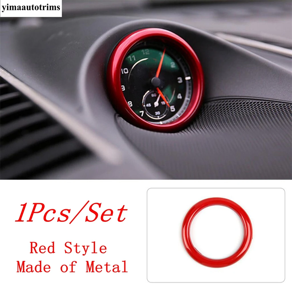 

Dashboard Meter Stopwatch Ring Circle Cover Trim Red Accessories For Porsche Macan / 718 Cayman Boxster / Panamera 971 2014-2023