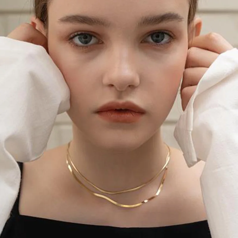 

Jenny&dave Snake Bone Chain Necklace Short Blade Chain Lock Bone Chain Jewelry Necklace Necklaces For Women