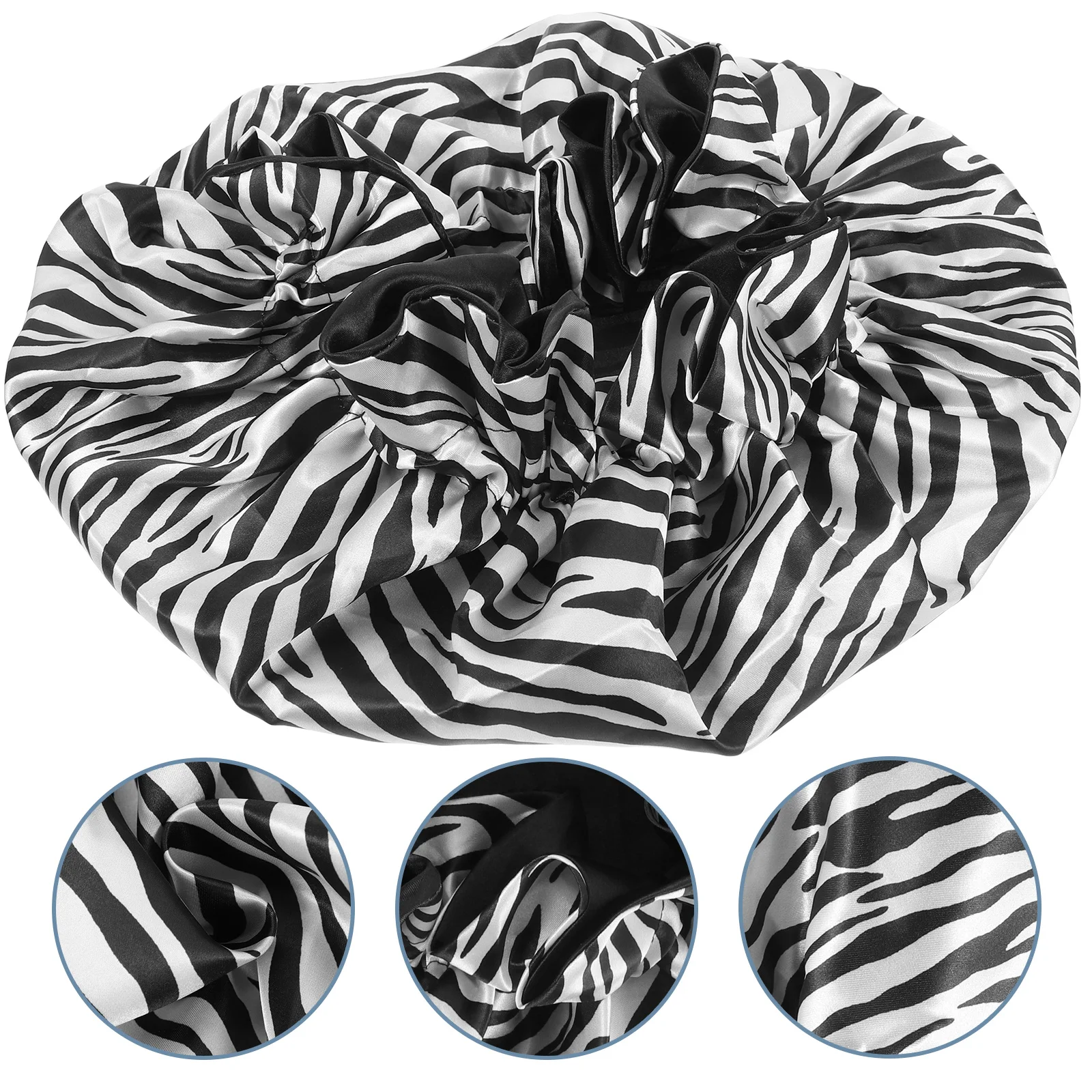 

Double-Sided Reusable Shower Caps Elastic Bath Hair Cover For Women Large Sleep Cap Stylish Sleep Bonnet Durable Shower Hat For