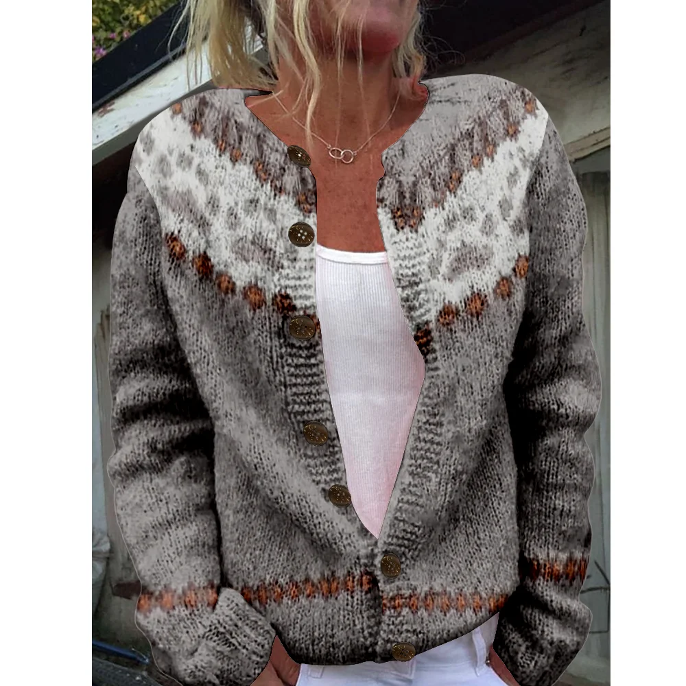 

Autumn Winter Knitted Cardigan Geometry Sweater Streetwear Women Sweaters Knit Top Casual Cool Jumpers Fashion