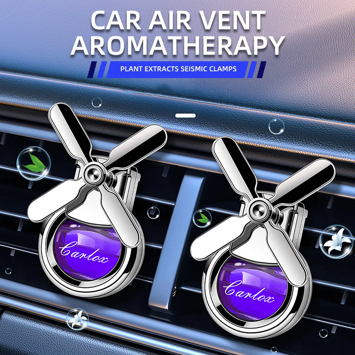 

2XCar Air Outlet Perfume Conditioning for Clip Pendant Car Aroma Lasting Fragrance Aromatherapy Air Freshener Rotating Propeller