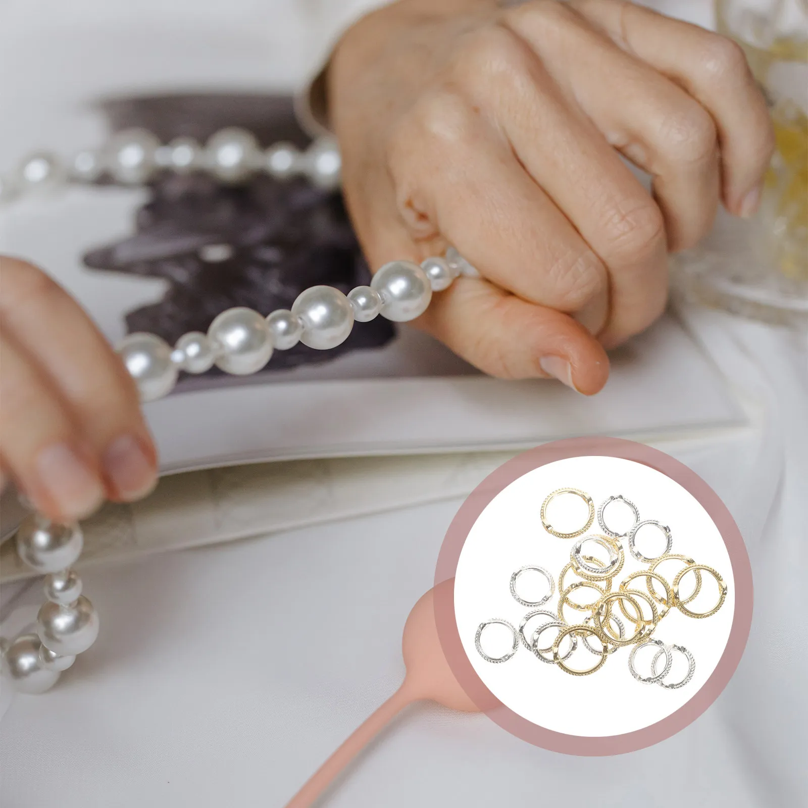 

40Pcs Round Shape Bead Frames Metal DIY Jewelry Crafting Accessories for Bracelets Necklaces Keychains Cellphone Decorative