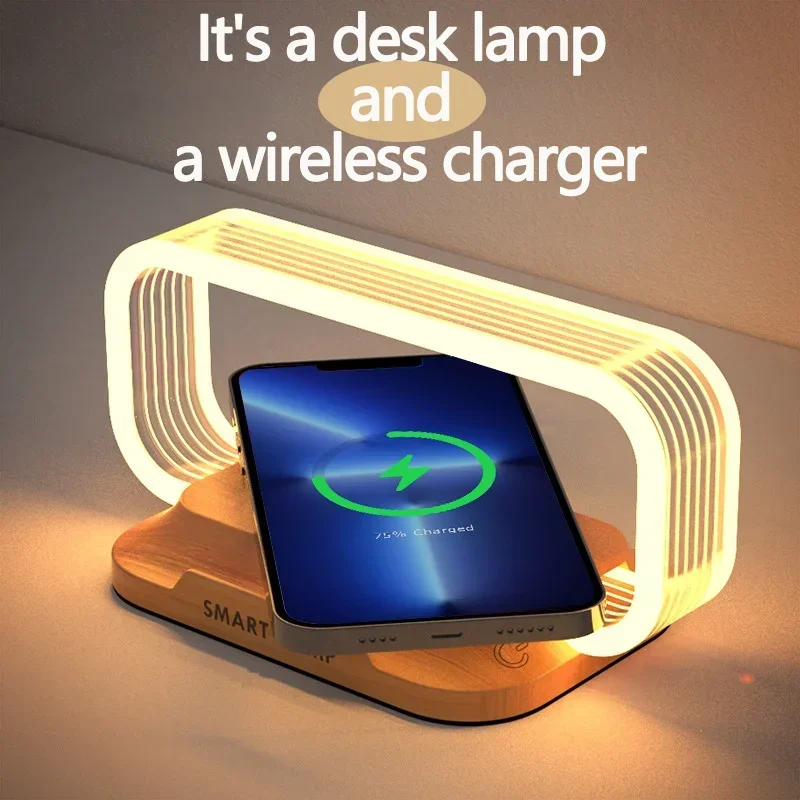 Quick Charge Wireless Charger with LED Night Lamp & Short-Circuit Protection for iPhone/Smartphone Fast Charging Station