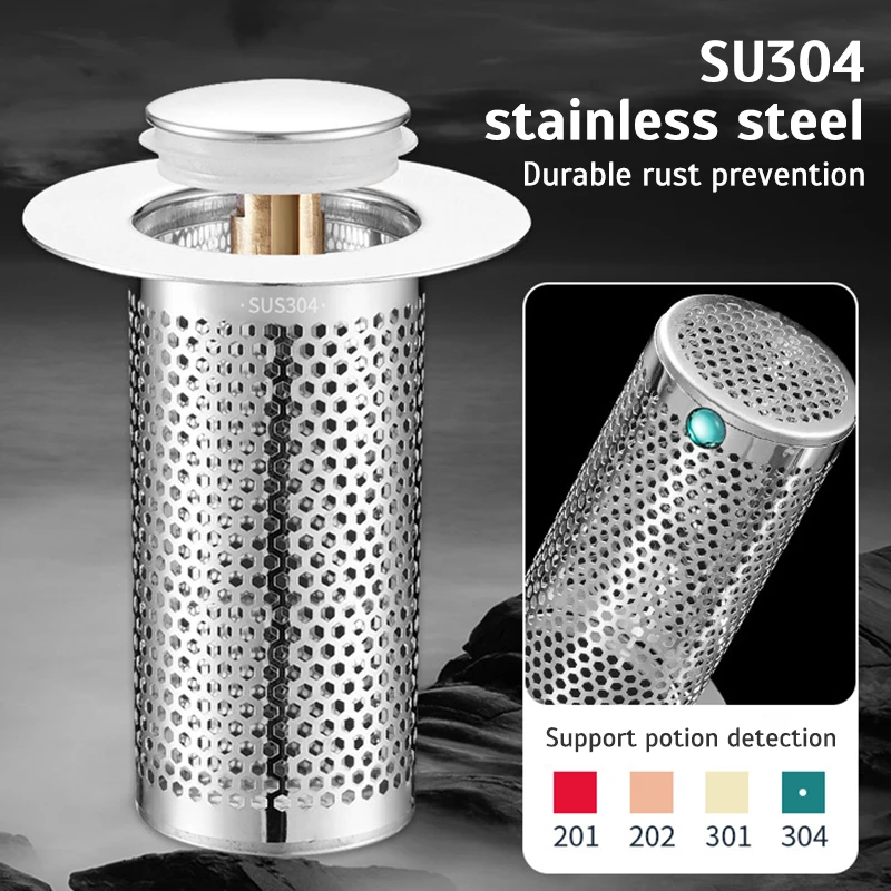 

Floor Drain Filter Washbasin Plug Stainless Steel Anti Odor Pop-Up Bounce Core Basin Stopper Hair Catcher Shower Sink Strainer