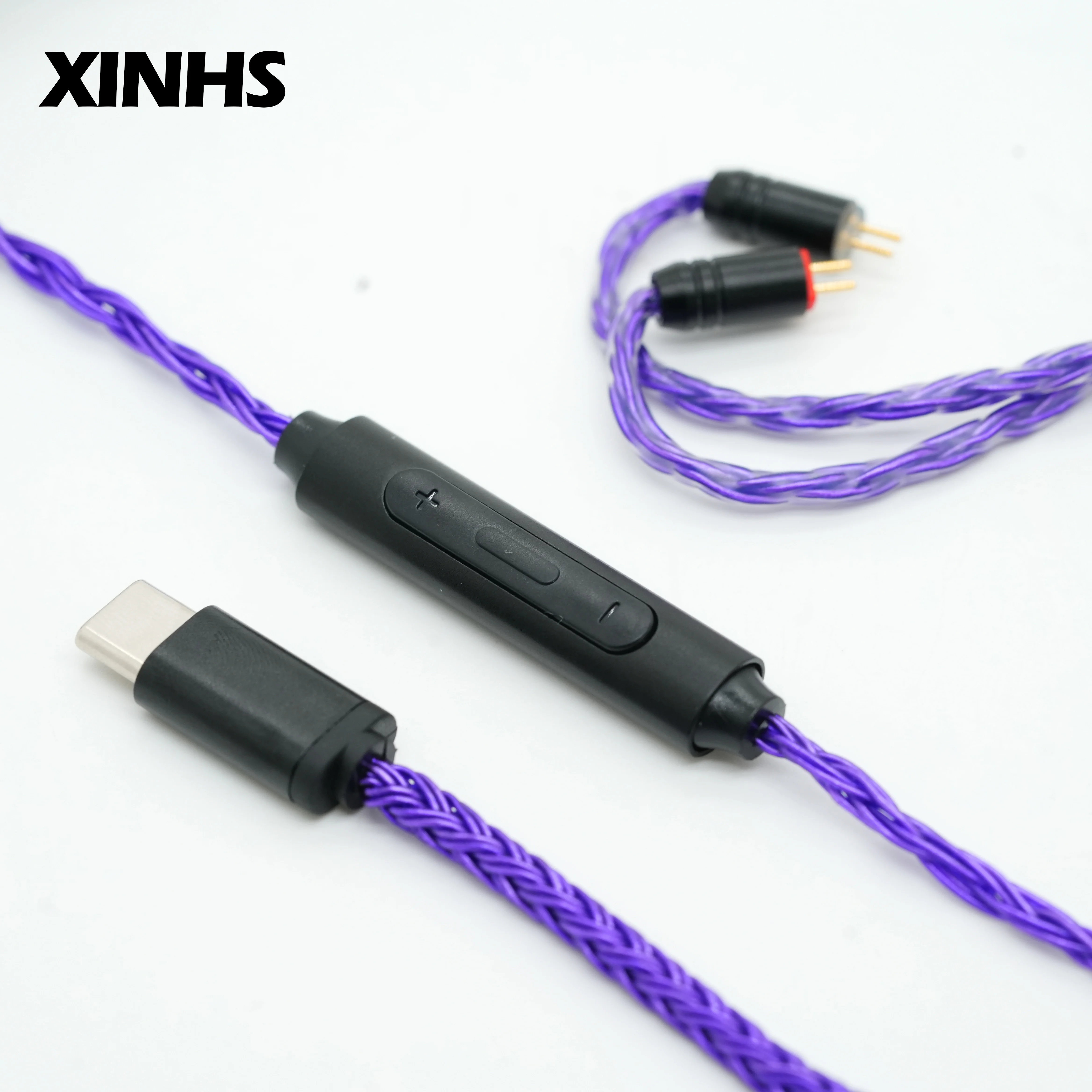 XINHS X10 16 Core Purple Silver Plated Copper HiFi Earphone Upgrade Cable with Mic Type-C 0.78 2Pin TFZ QDC MMCX IEM