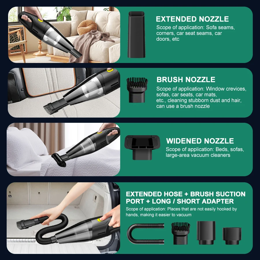 BELIBUY ABS Handheld household vacuum cleaner, rechargeable and portable, dual-use wireless vacuum cleaner for home and car