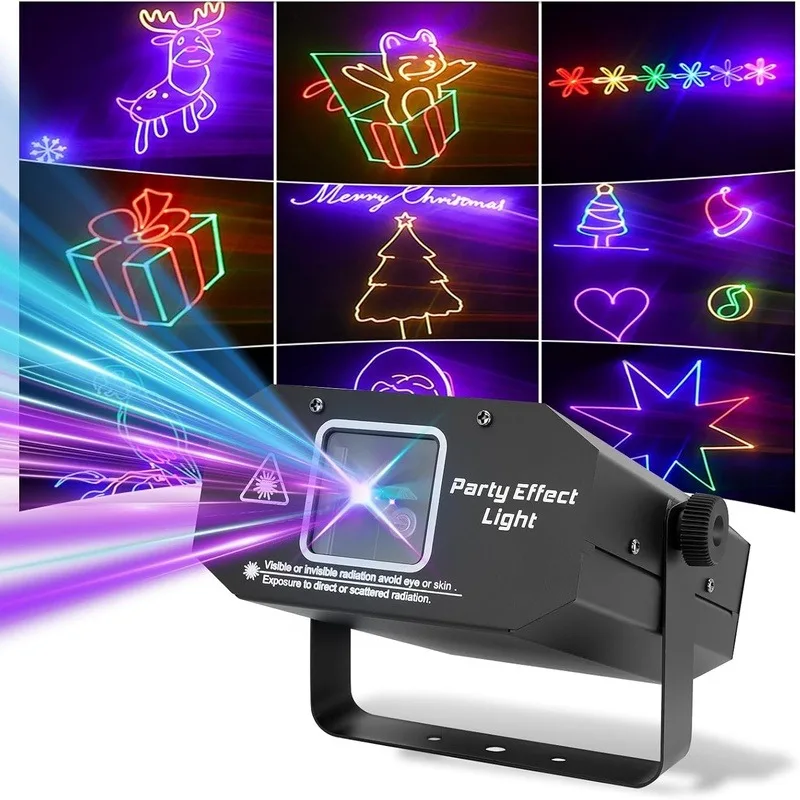 Portable App-Controlled Laser Projector with Custom Drawing, Text Playback, and Personalized Programming Functions, 3D Animated Laser Lights with Sound, Supports Active Dmx Mode, Suitable for Stage Dj Parties and Events
