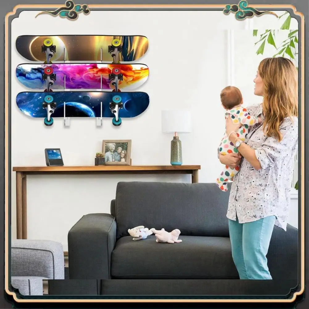 

Премиум-1 пара стеллажей для скейтборда для гостиной, настенная стойка для лонгборда, сноуборда, стеллаж для скейтборда