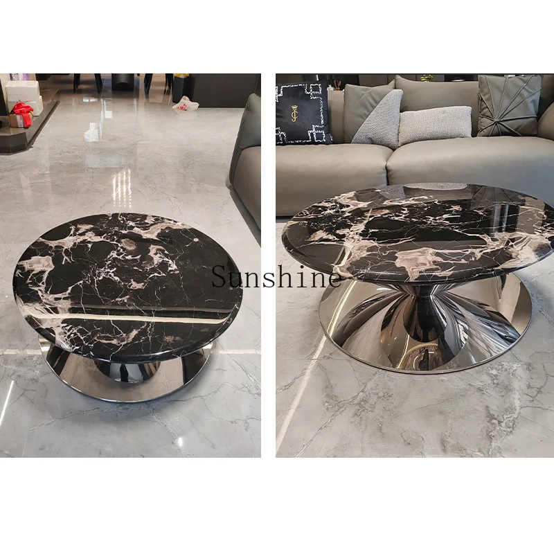 Italian marble minimalist creative flying saucer size round coffee table combination