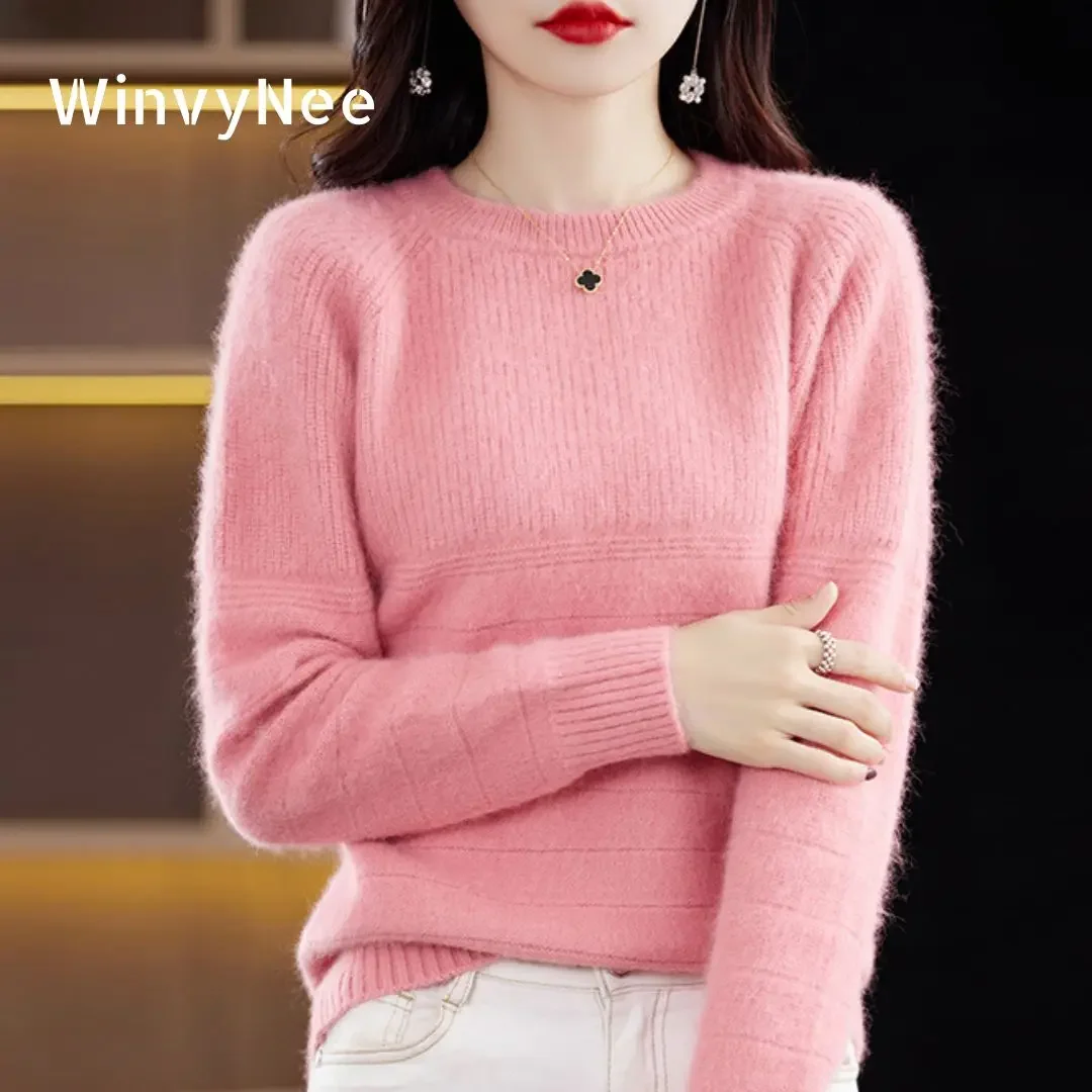 

WinvyNee Women Mink Cashmere Sweaters O Neck Casual Outerwears Warm Soft Tops 2024 New Knitted Pullover Clothing Winter A1248022