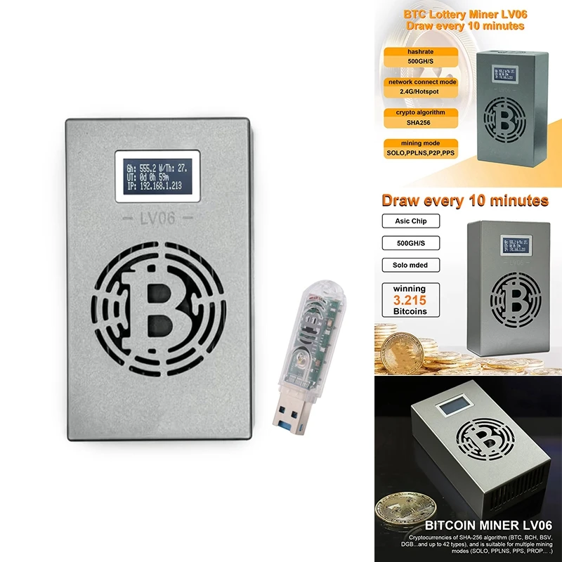 

Top-Bitcoin Lucky Miner LV06+LV03 Silent Miner Machine BTC Miner BSV BTC BCH Dgb Crypto Mining Machine Lottery Miner