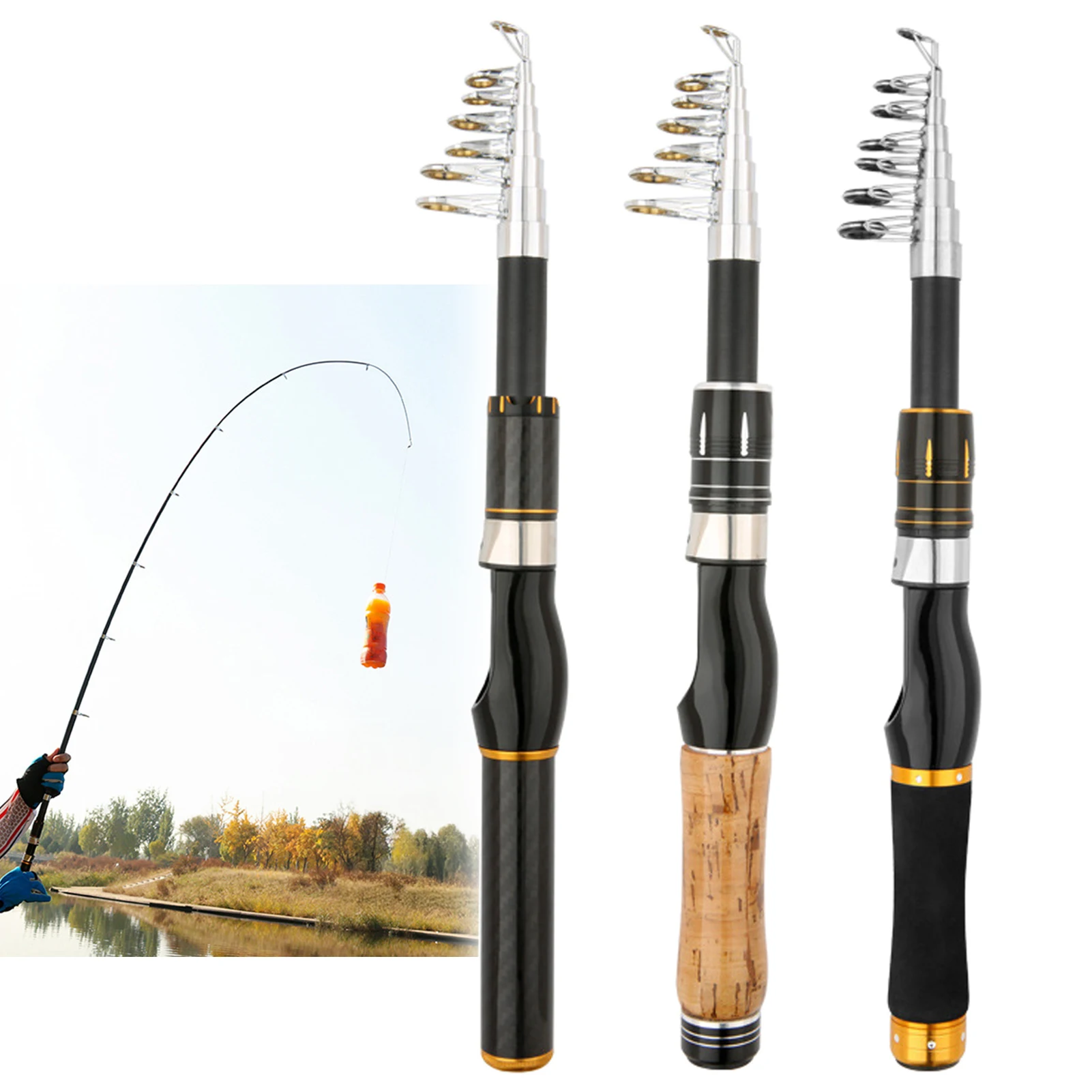 

Portable Telescopic Fishing Rod Ultra Short Hand Pole For Freshwater Saltwater 1.6/1.8m Far Throw Sea Pole Fishing Accessories