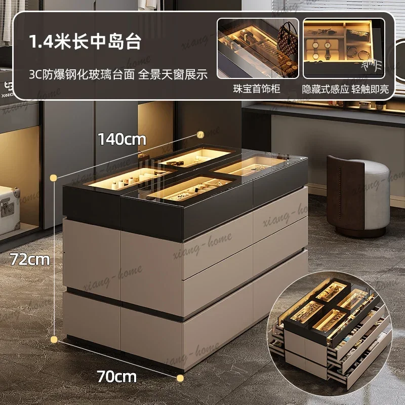 Italian light luxury cloakroom Nakajidai high-end double-sided storage cabinet jewelry display cabinet