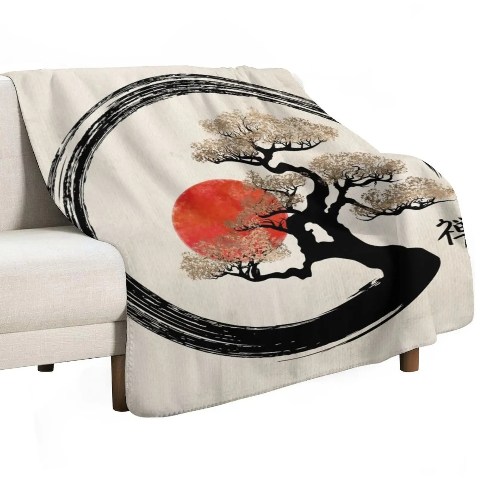 Enso Circle and Bonsai Tree on Canvas Throw Blanket Blankets For Sofas Soft decorative Thins Luxury Brand Warm Blankets