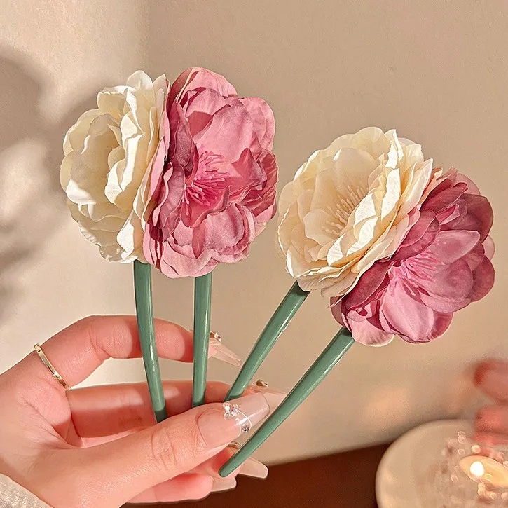 U Shaped Retro Rose Hairpins Hair Clips Wedding Hair Accessories for Women Flower Headpieces Forks Bride Headdress Hair Jewelry