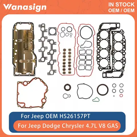 엔진 풀 헤드 가스켓 세트 Fit 4.7 L V8 가스 Dodge Dakota Ram Jeep Commander Grand Cherokee 4.7L 1999-2002 HS26157PT