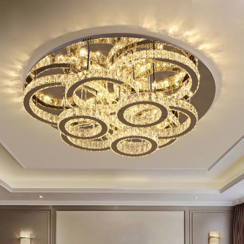 

Modern Design Circle Ceiling Lamp Hotel Round Ring Crystal Led Ceiling Light for Living Room
