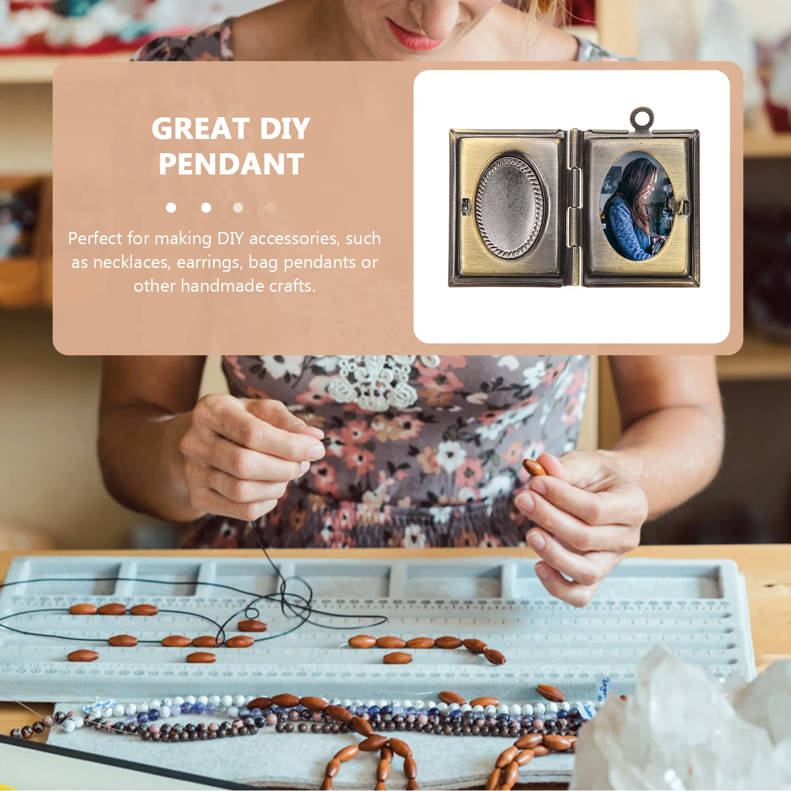 

2Pcs Small Photo Locket Pendant Picture Frame Ornament for Necklace Bracelet Jewelry DIY Craft Memorial Keepsake