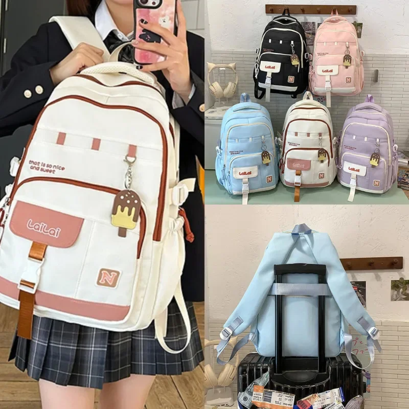 

Women's Handbag Letter Backpacks Y2K Waterproof Computer Male Back To School Student Zipper High Capacity Backpacks Female New