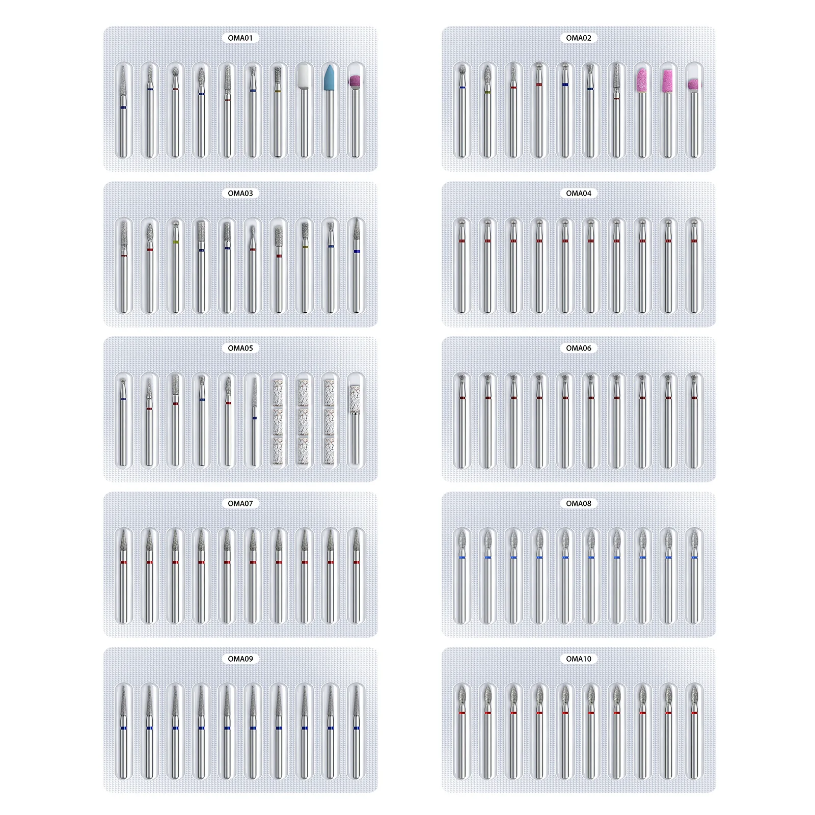 10Pcs Russian Manicure Drill Bits Set Cuticle Removal Universal Nail File Heads Pedicure Tools Professional Kits