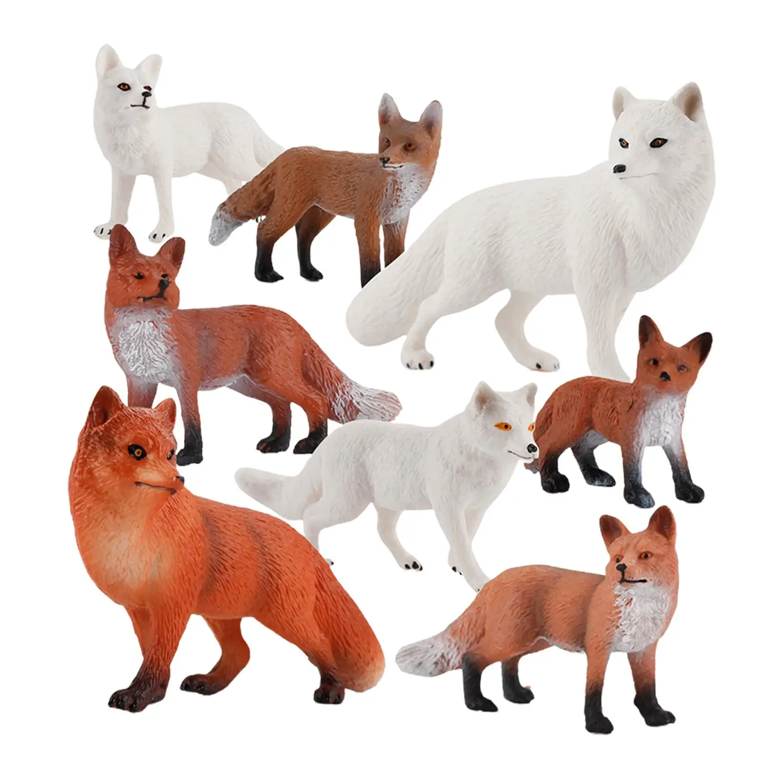 Animais Realistas Figuras Set, Playset Estatuetas Animais, Bolo Toppers, 8 pcs