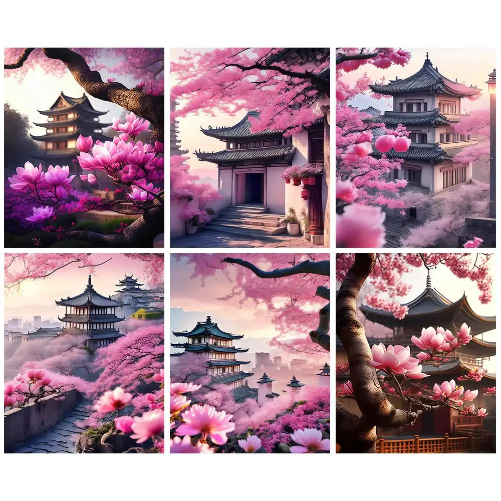 

PhotoCustom Diy Painting By Number Landscape Handpainted Coloring by numbers Painting Artwork