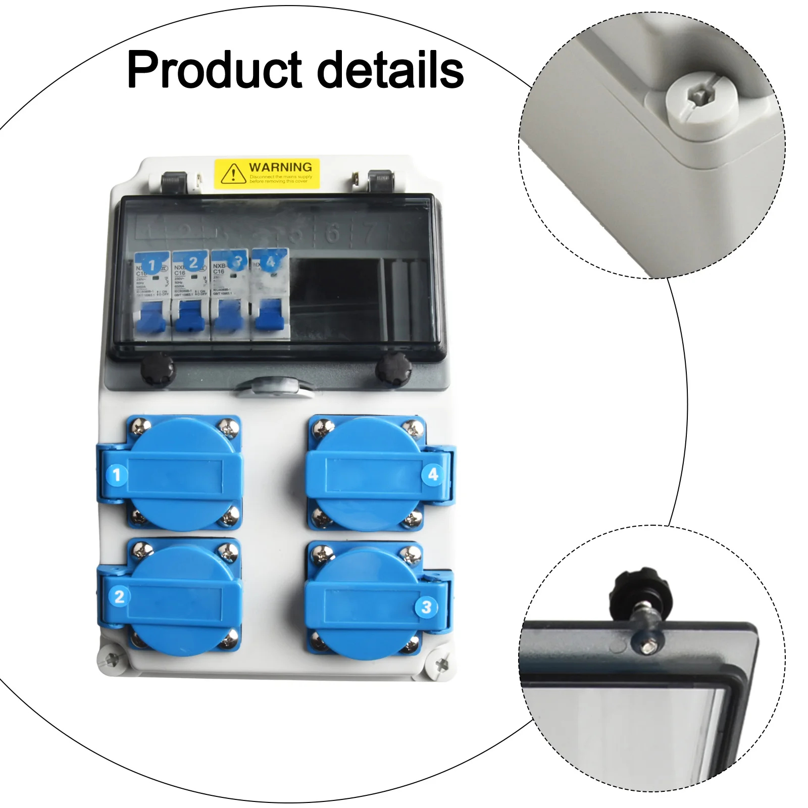 Robust 16A Wall Distribution Box with Waterproof Design and 4 Sockets for Reliable Power on Construction Sites