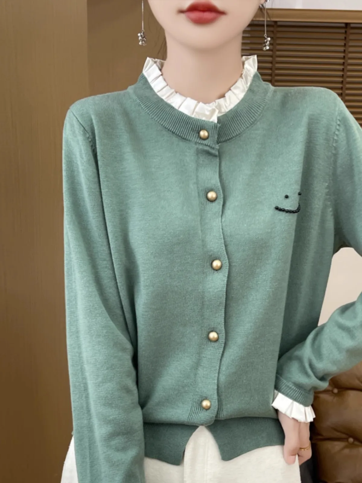 2024年春秋新作 スレ レディース ニット オープンカーディガン ルーズ ロング丈 ラウンドネック セーター アウター おしゃれ ベースレイヤー