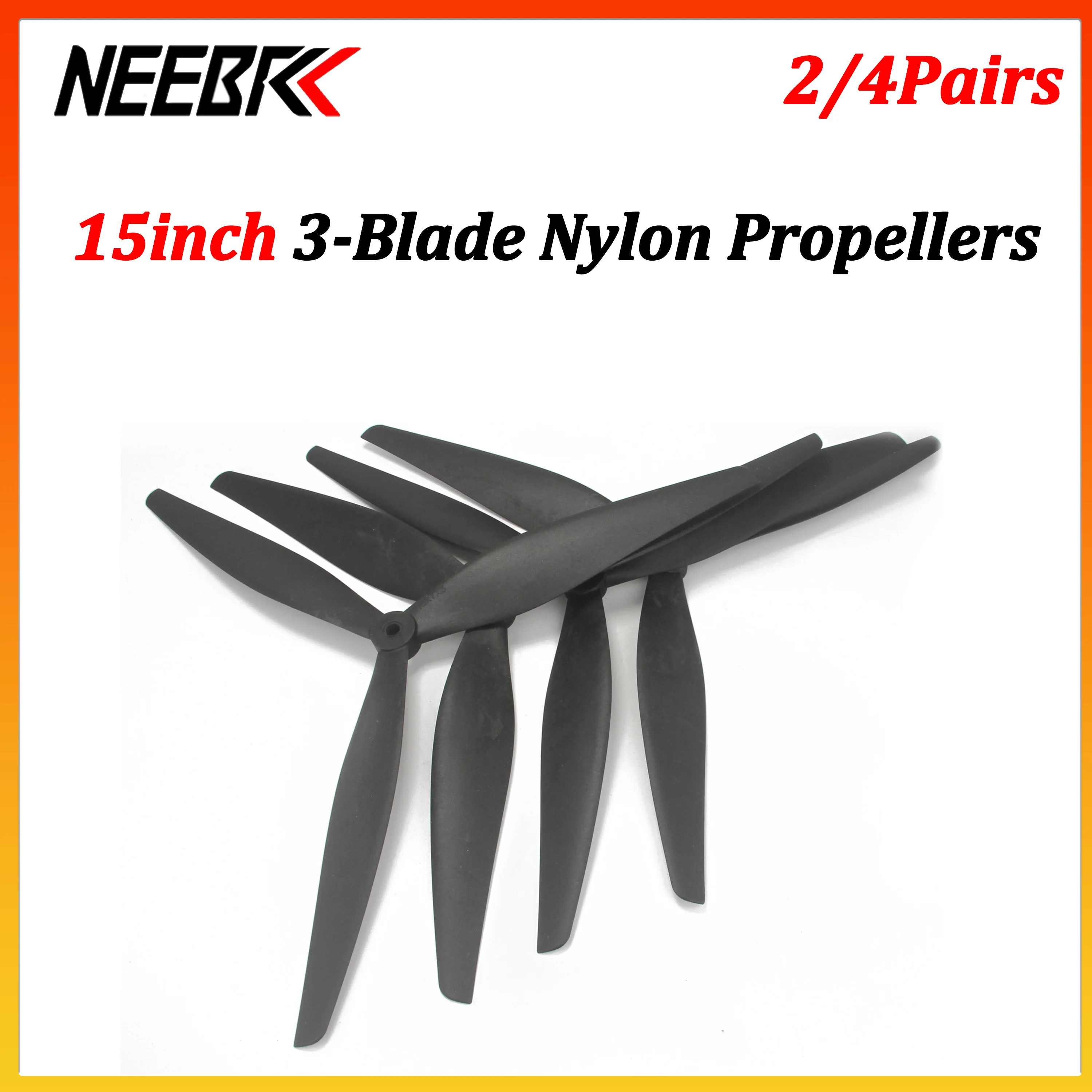 

2/4Pairs NEEBRC 15inch 3-Blade Nylon Propellers 15x7x3 2CW 2CCW Replacement Wing Fans for RC FPV Drone Airplane Toy Accessories