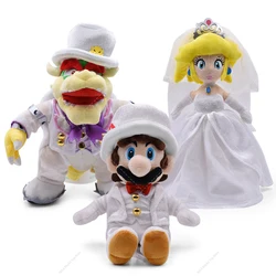 Jouets en peluche Super Bros pour enfants, robe de mariée, princesse pêche, robe blanche, Bowser, Mario, poupées en peluche, cadeau d'anniversaire, 3 styles