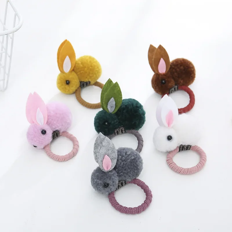 Cute Plush Rabbit Hair Clip Children's Girl Bunny Hairpins Fashion Animal Ball Rabbit Headband Bunny Ears Hair Accessories