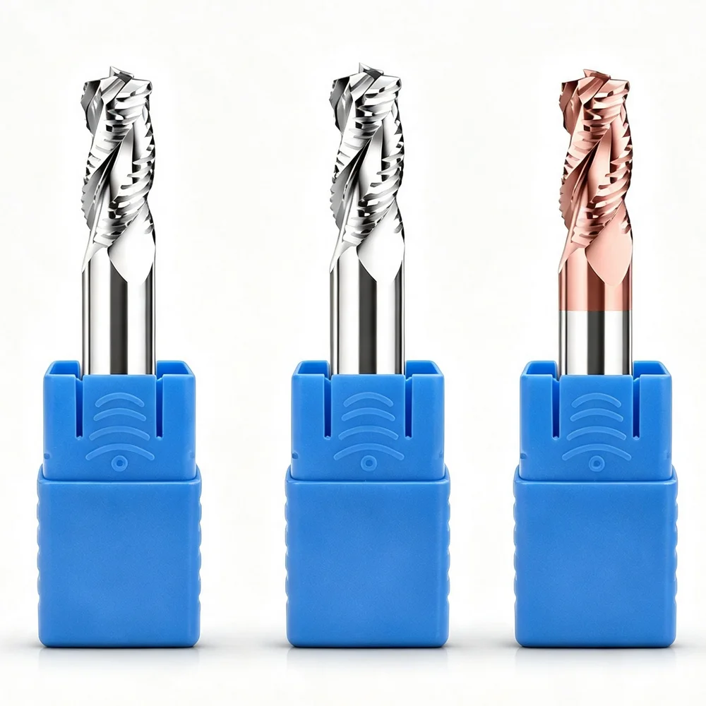 3/4 Flute Solid Carbide Rough Milling Cutter for Steel Aluminum High-Gloss Cutting Tool Router Bit Coating Coarse-Pitch End Mill
