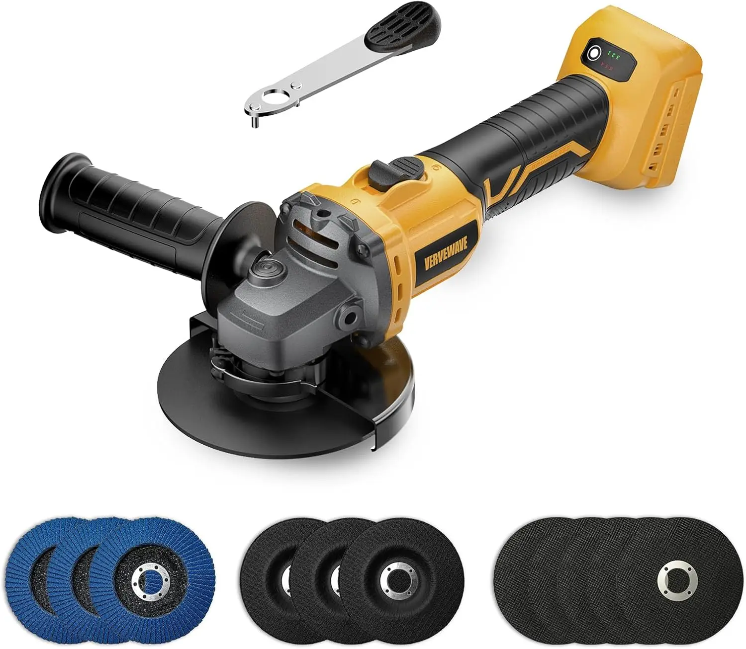 

Brushless Cordless Angle Grinder 4-1/2" with Variable Speed, Includes 11 Accessories for Cutting Grinding Polishing