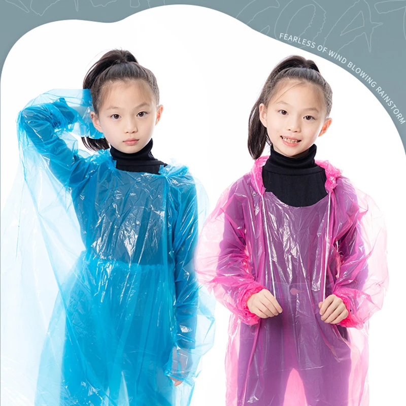 Child Disposable Raincoat Outdoor Hiking Rafting Mountaineering Water Projects With Disposable Rain Poncho