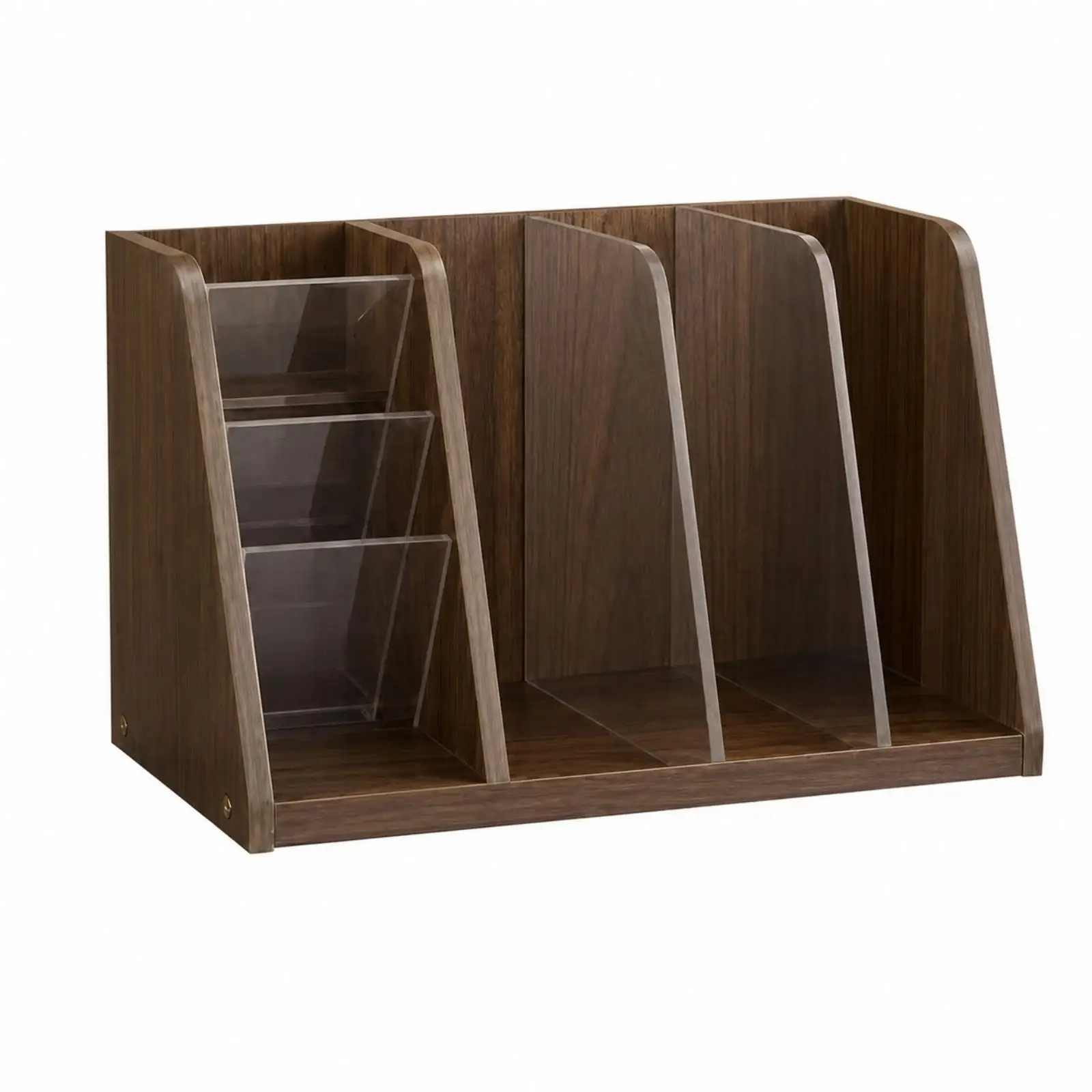 Wood Wood Desktop File and Book Organizer Easy to Assemble Desktop Organizer with Pen Storage Area Clutter-Clutter-Free