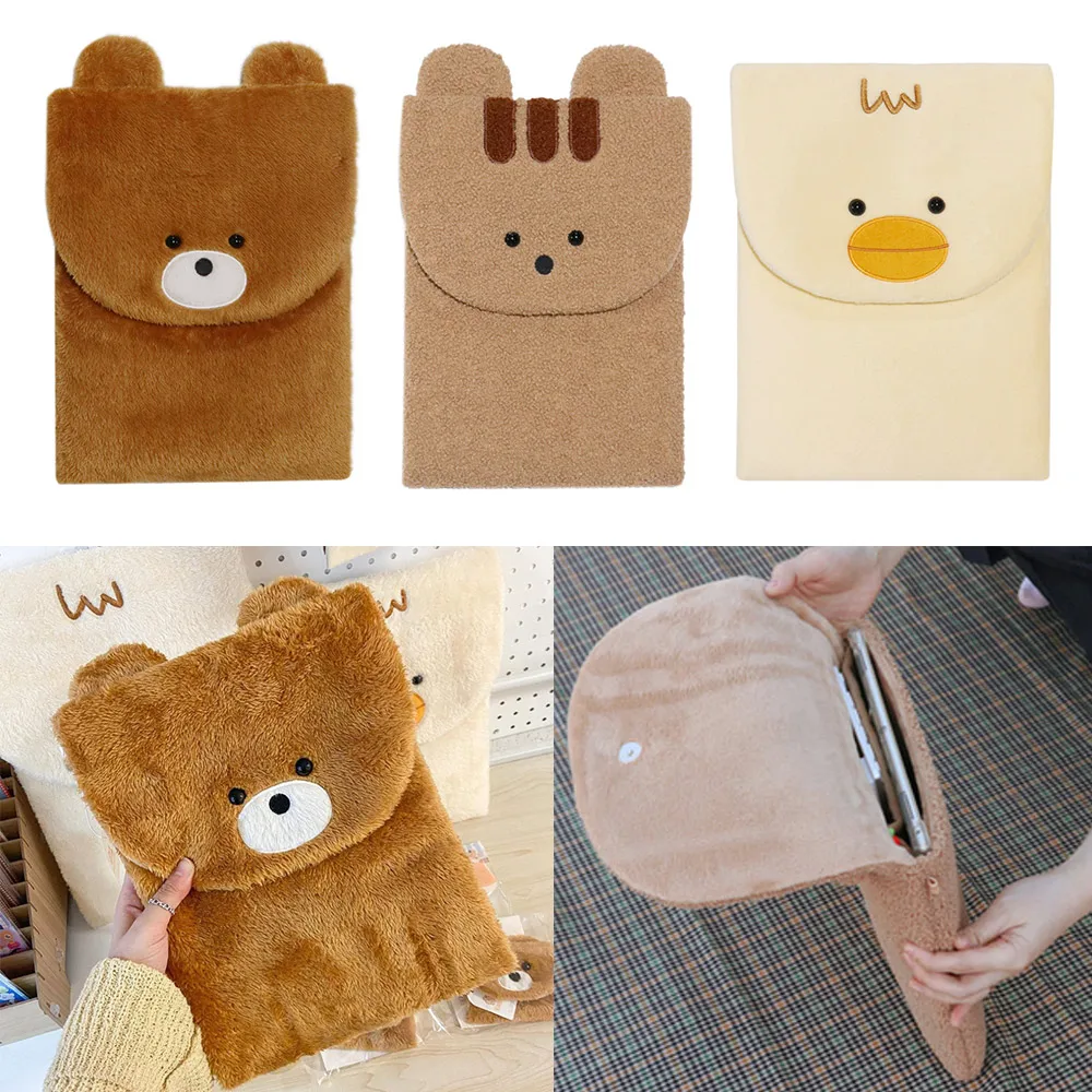 حقيبة كمبيوتر جديدة من القطيفة على شكل حيوانات كرتونية محمولة ذات سعة كبيرة حقيبة تخزين iPad حقيبة تخزين للكمبيوتر اللوحي اللطيفة #5