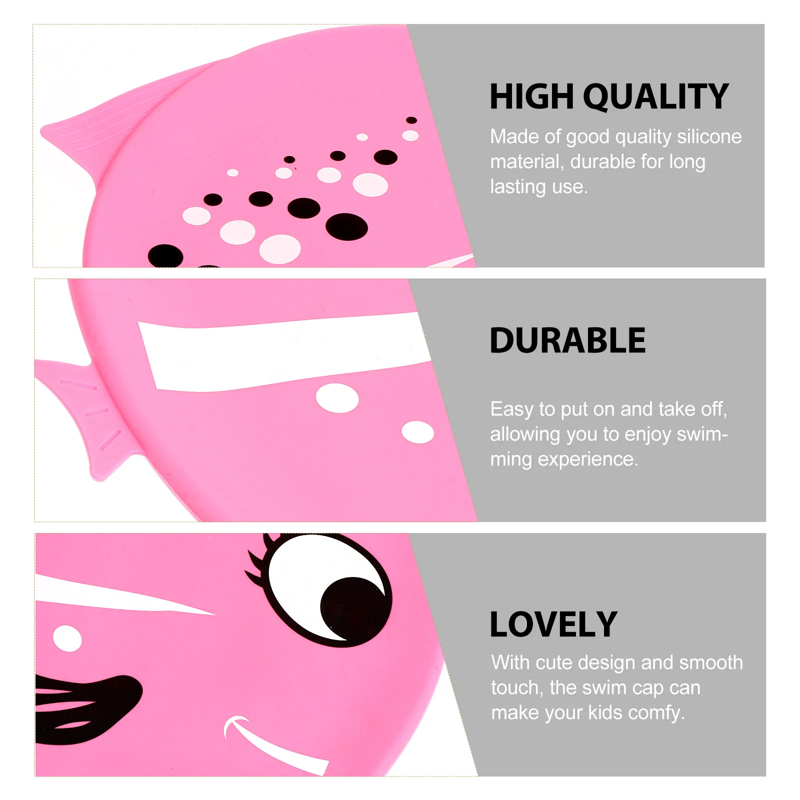 

Cartoon Fish Design Kids Swim Cap Silicone Swimming Hat Lightweight Comfortable Waterproof Bathing Cap for Children Toddlers
