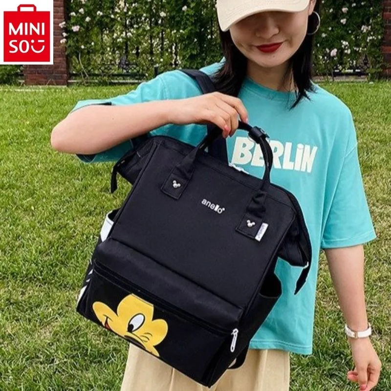 

MINISO 2024 New Campus Colorful Cartoon Mickey Cute Backpack Student Outdoor Travel Large Capacity Storage Bag