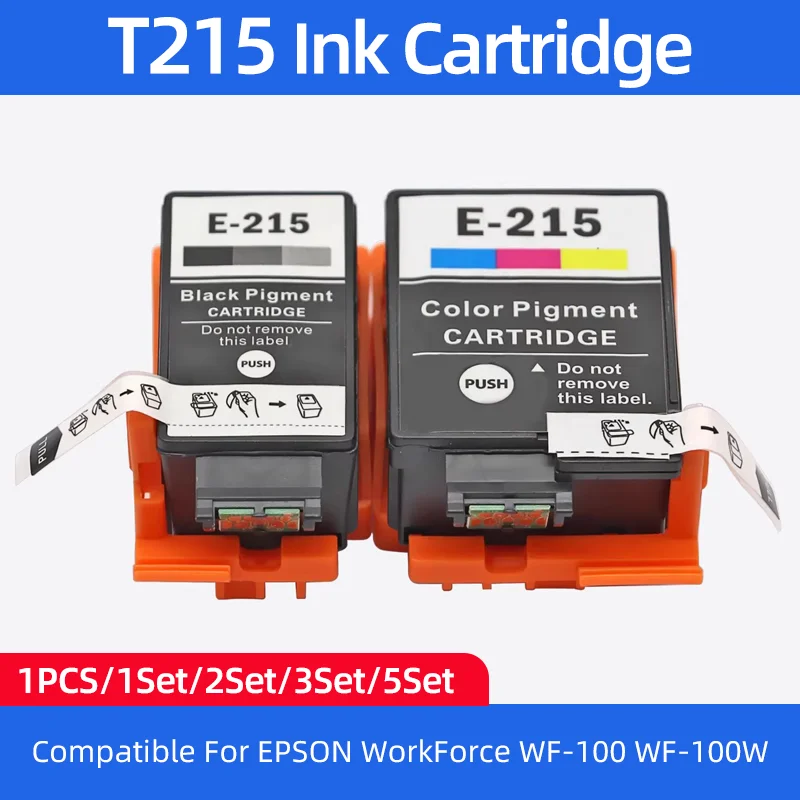 

1 шт. ~ 10 комплектов картриджей T215 T-215 215 для мобильного принтера Epson WorkForce WF-100 WF100 WF-100W WF100W, 4 цвета (черный/синий/мagenta/желтый)