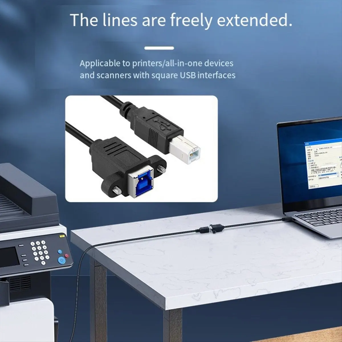 A85P USB 3.0 Type-B Female to USB2.0 Type-B Male Cable Extension 5Gbps for Disk SSD Camera Data 30cm